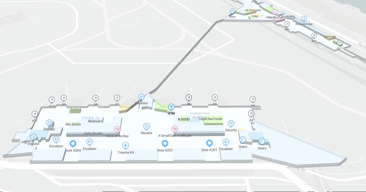 General Edward Lawrence Logan International Airport Terminal A Interactive Map