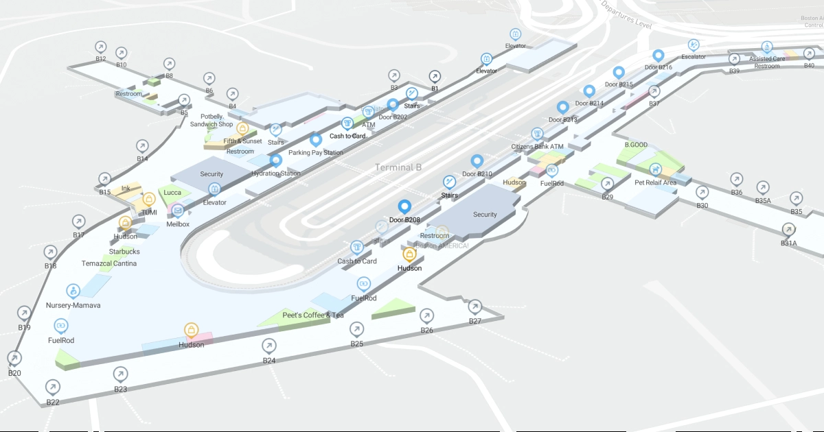 General Edward Lawrence Logan International Airport Terminal B Map