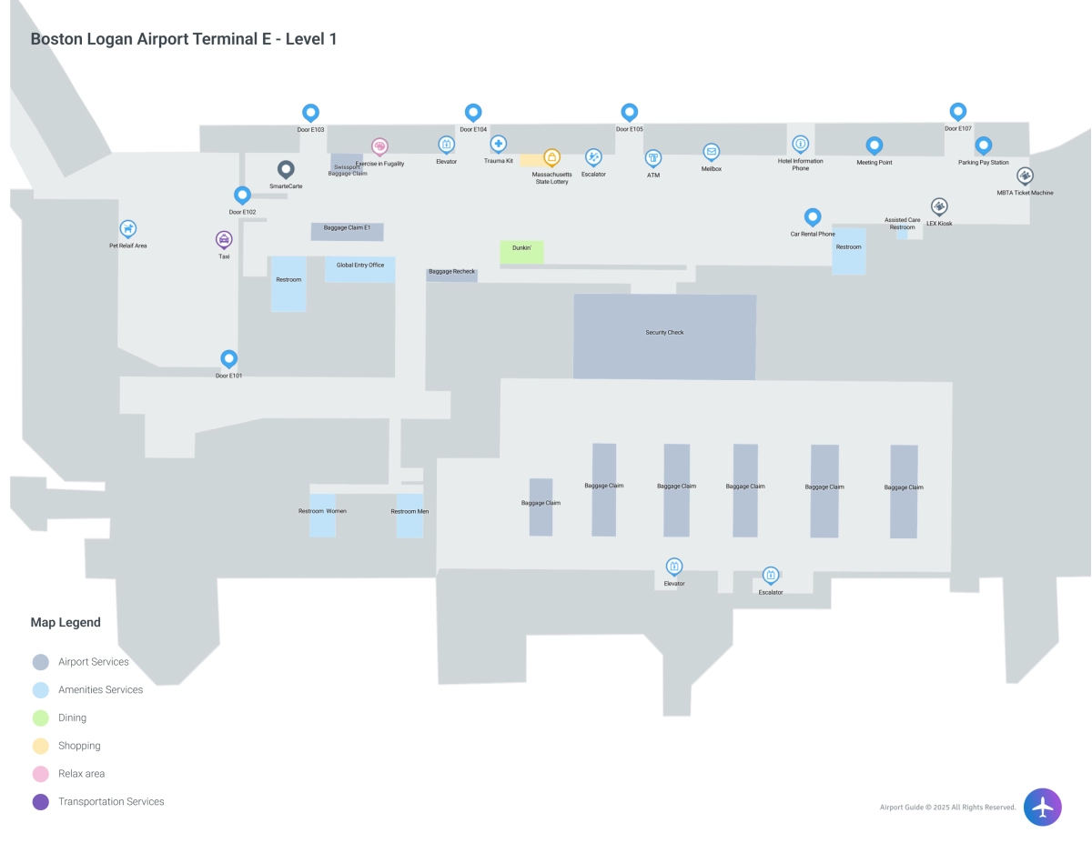 BOS Terminal E / Level 1 Map