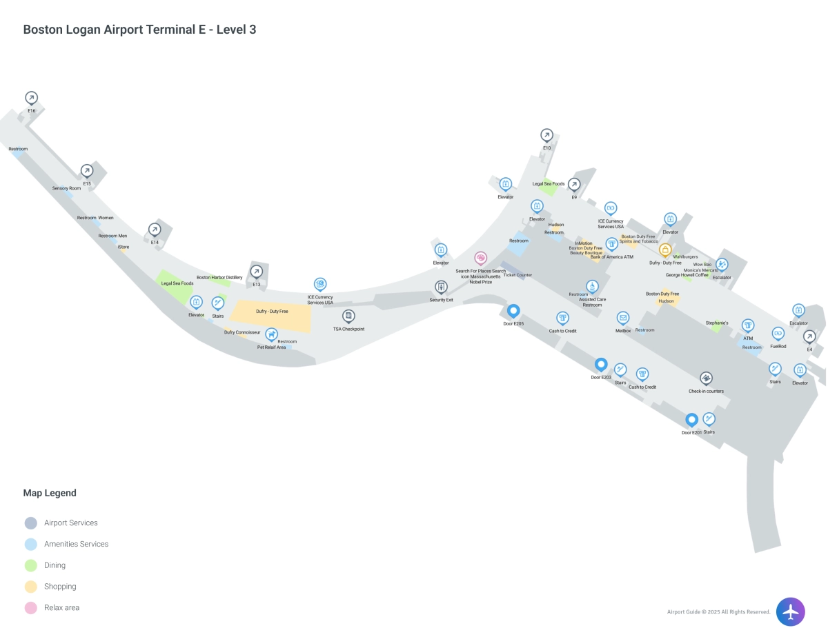 BOS Terminal E / Level 3 Map