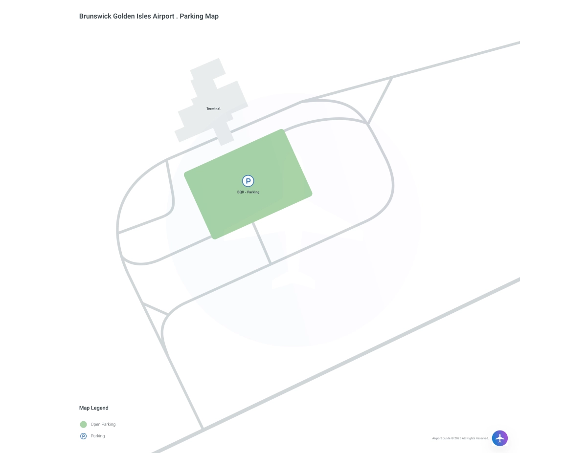 Brunswick Golden Isles Airport (BQK) Parking Map