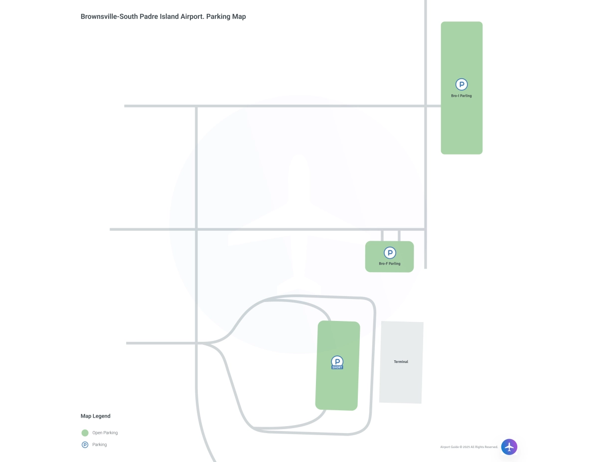 Brownsville/South Padre Island International Airport (BRO) Parking Map