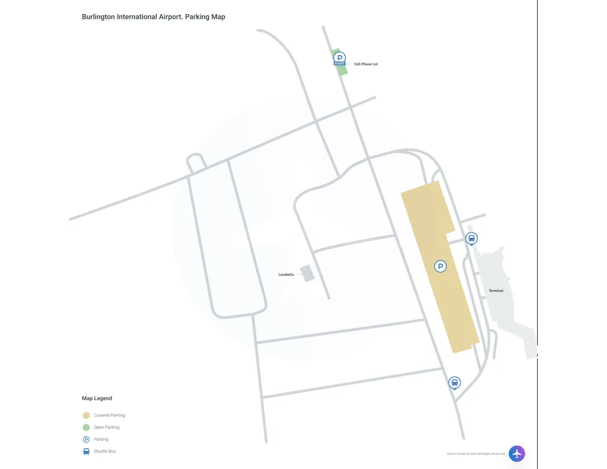 Patrick Leahy Burlington International Airport (BTV) Parking Map