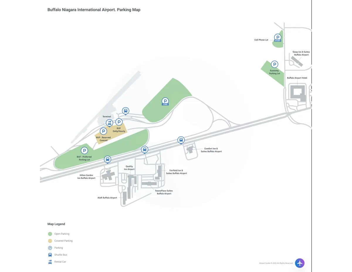 Buffalo Niagara International Airport (BUF) Parking Map