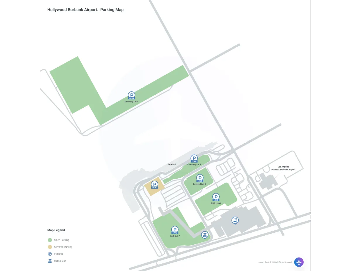Hollywood Burbank Airport (BUR) Parking Map