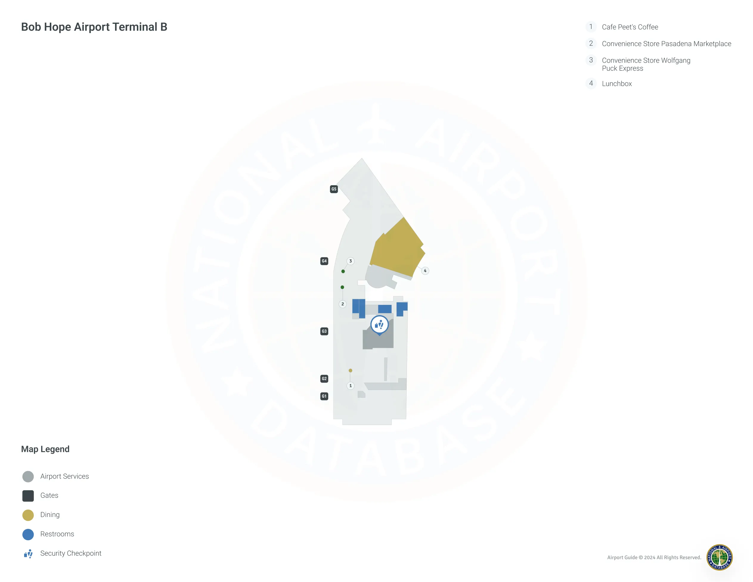 Hollywood Burbank Airport BUR | Terminal B/Level 1 Map