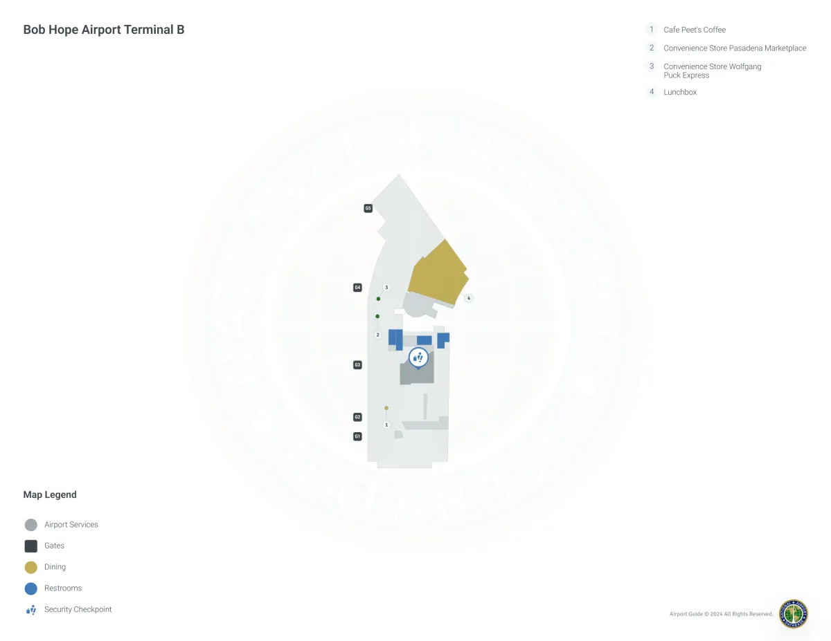 Hollywood Burbank Airport BUR | Terminal B/Level 1 Map