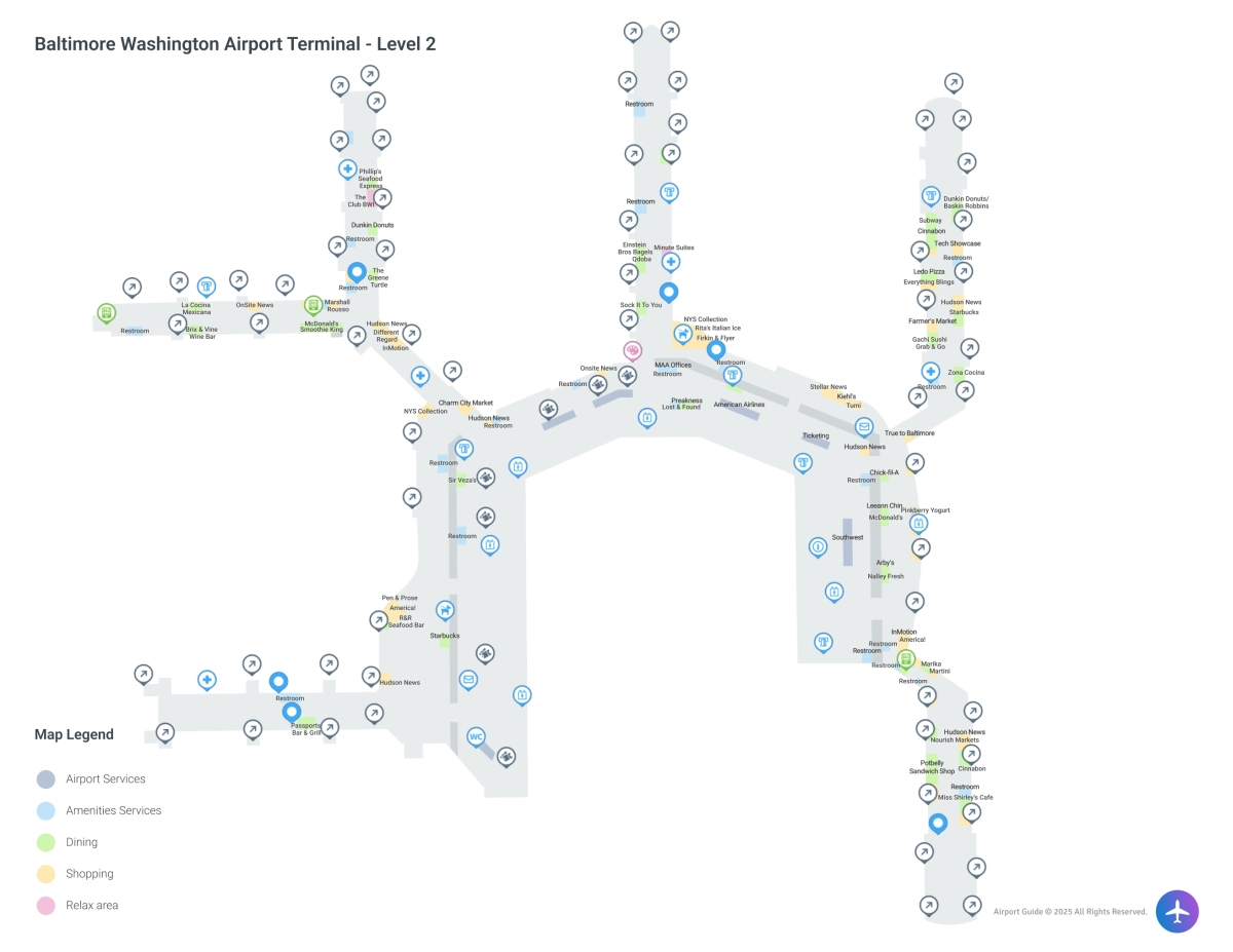 BWI Terminal Level 2 map