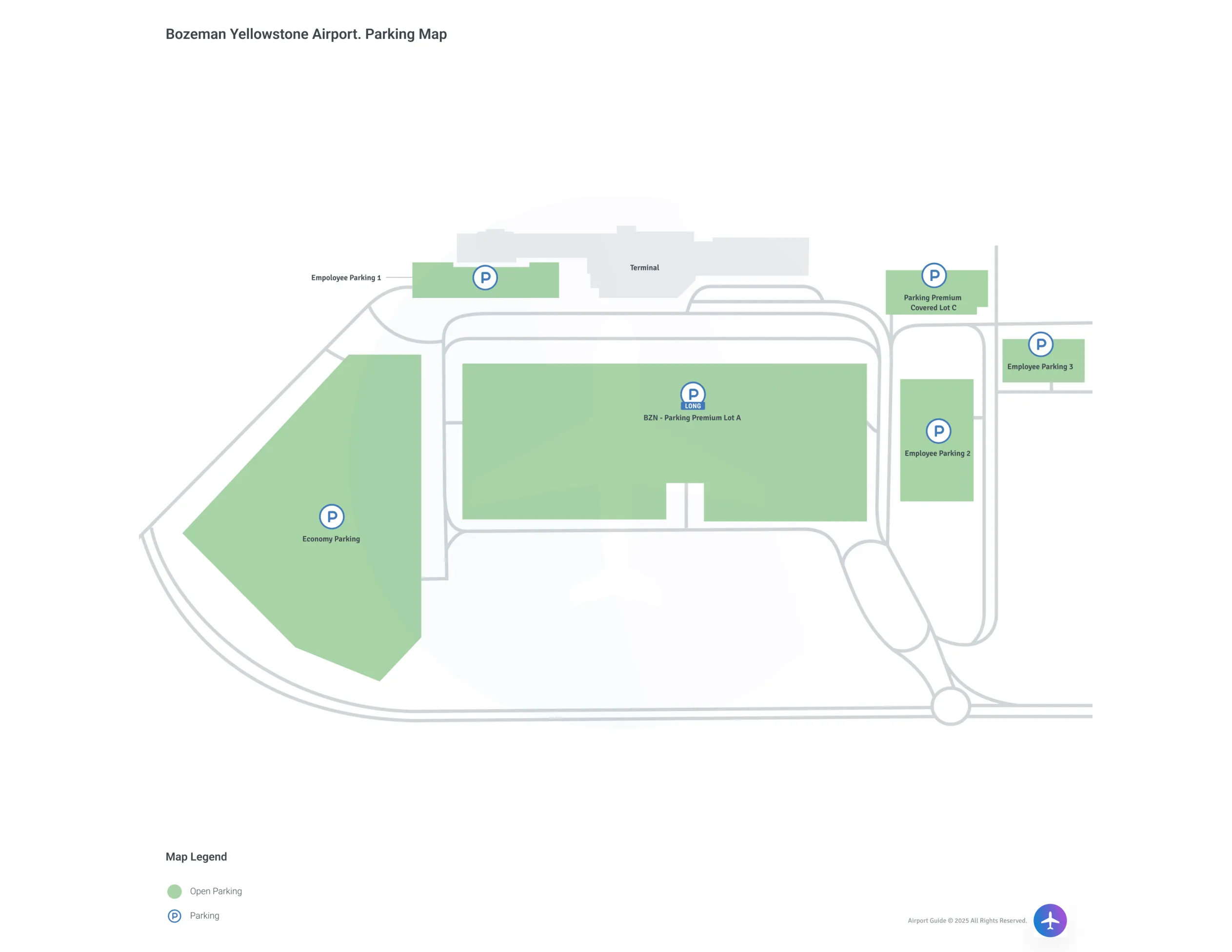 Bozeman Yellowstone International Airport (BZN) Parking Map