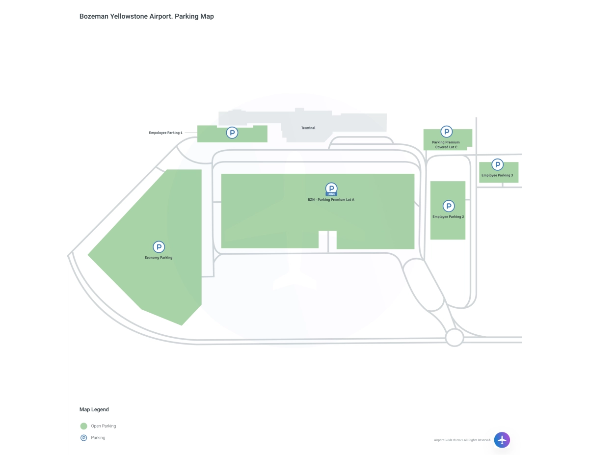 Bozeman Yellowstone International Airport (BZN) Parking Map