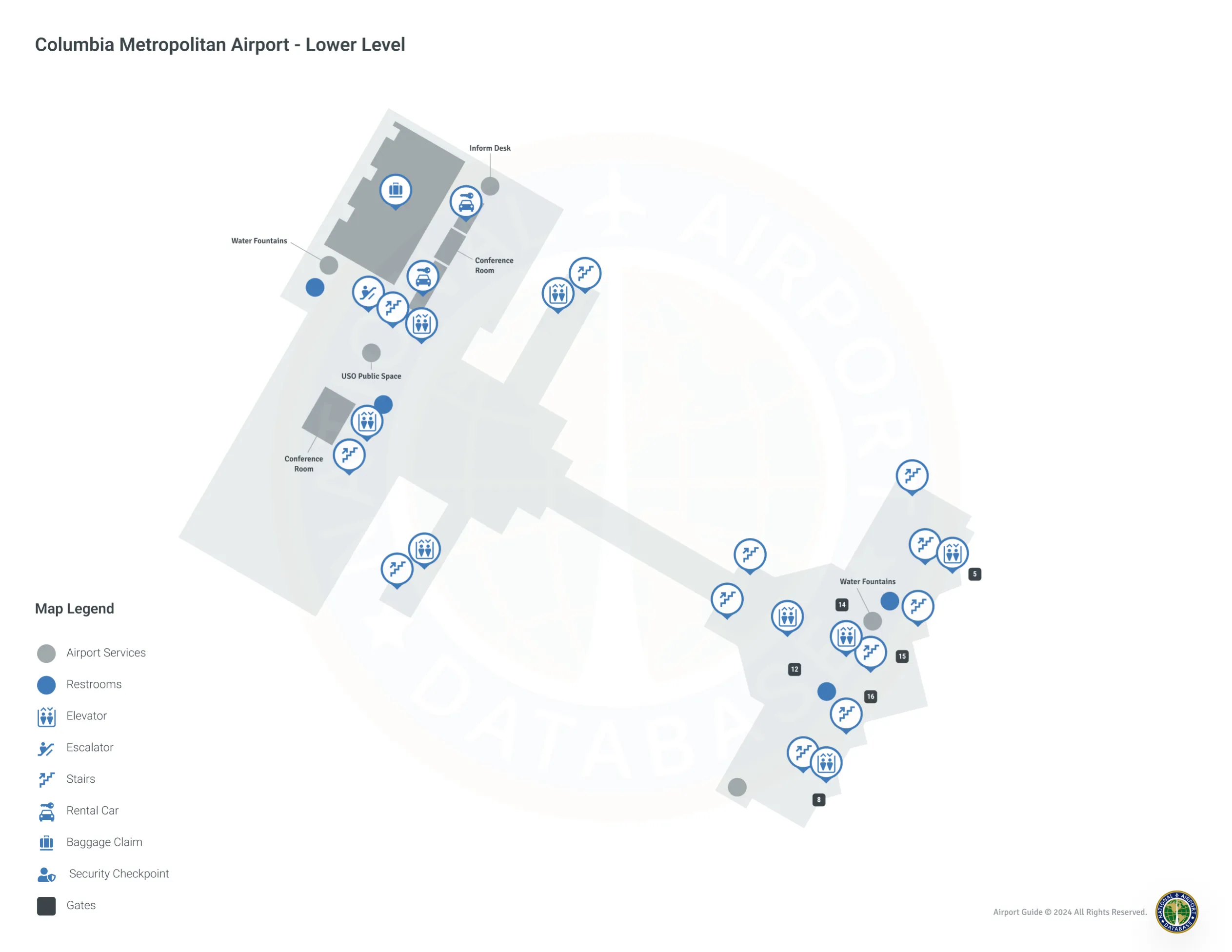 Columbia Airport CAE | Terminal 1/Level 1 Map