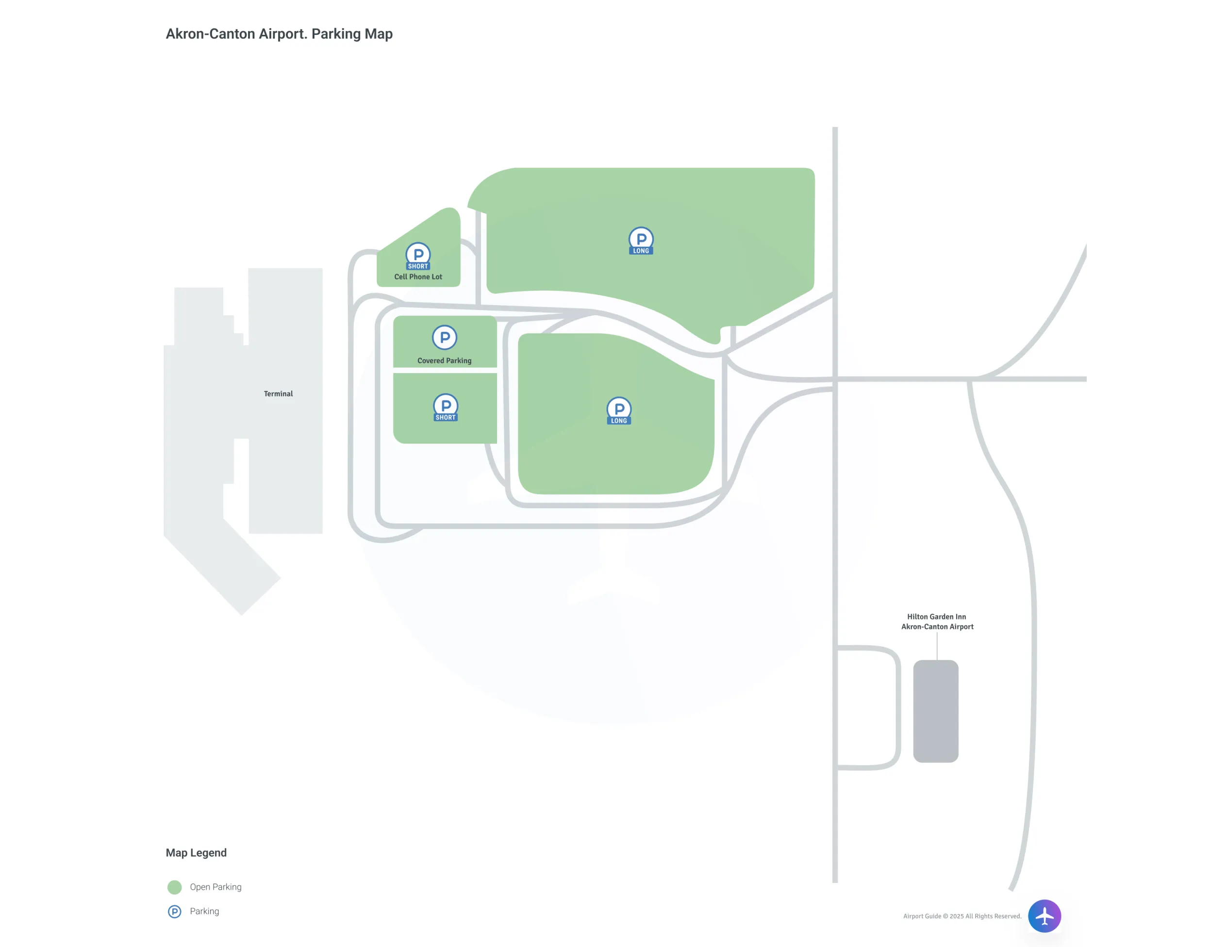 Akron-Canton Airport (CAK) Parking Map