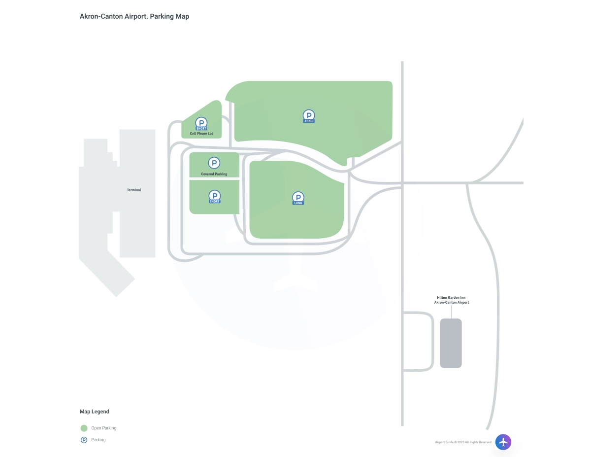 Akron-Canton Airport (CAK) Parking Map