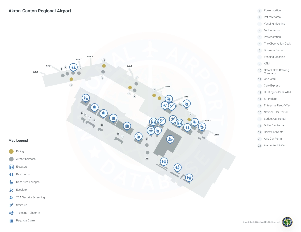 Akron-Canton Airport CAK | Terminal 1/Level 1 Map