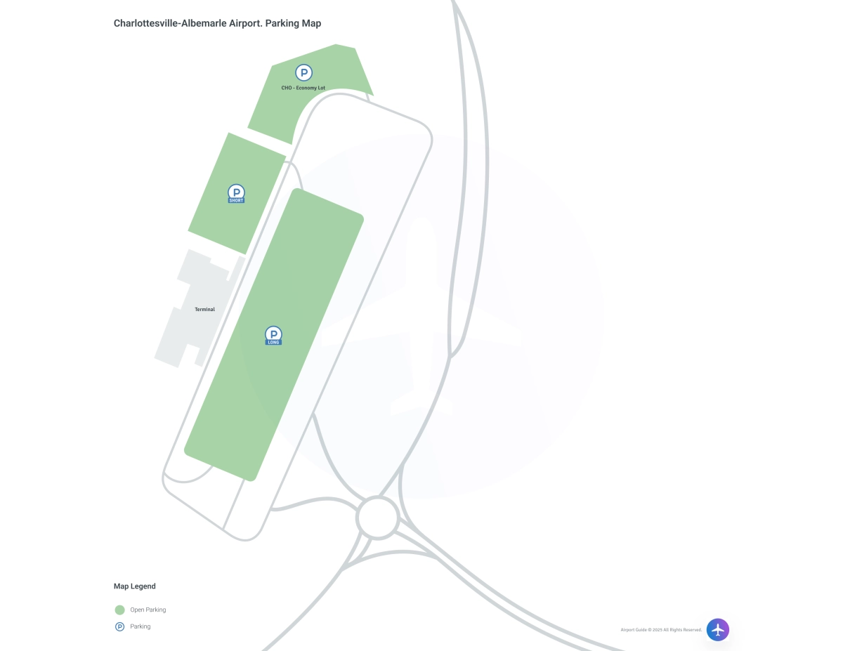 Charlottesville-Albemarle Airport (CHO) Parking Map