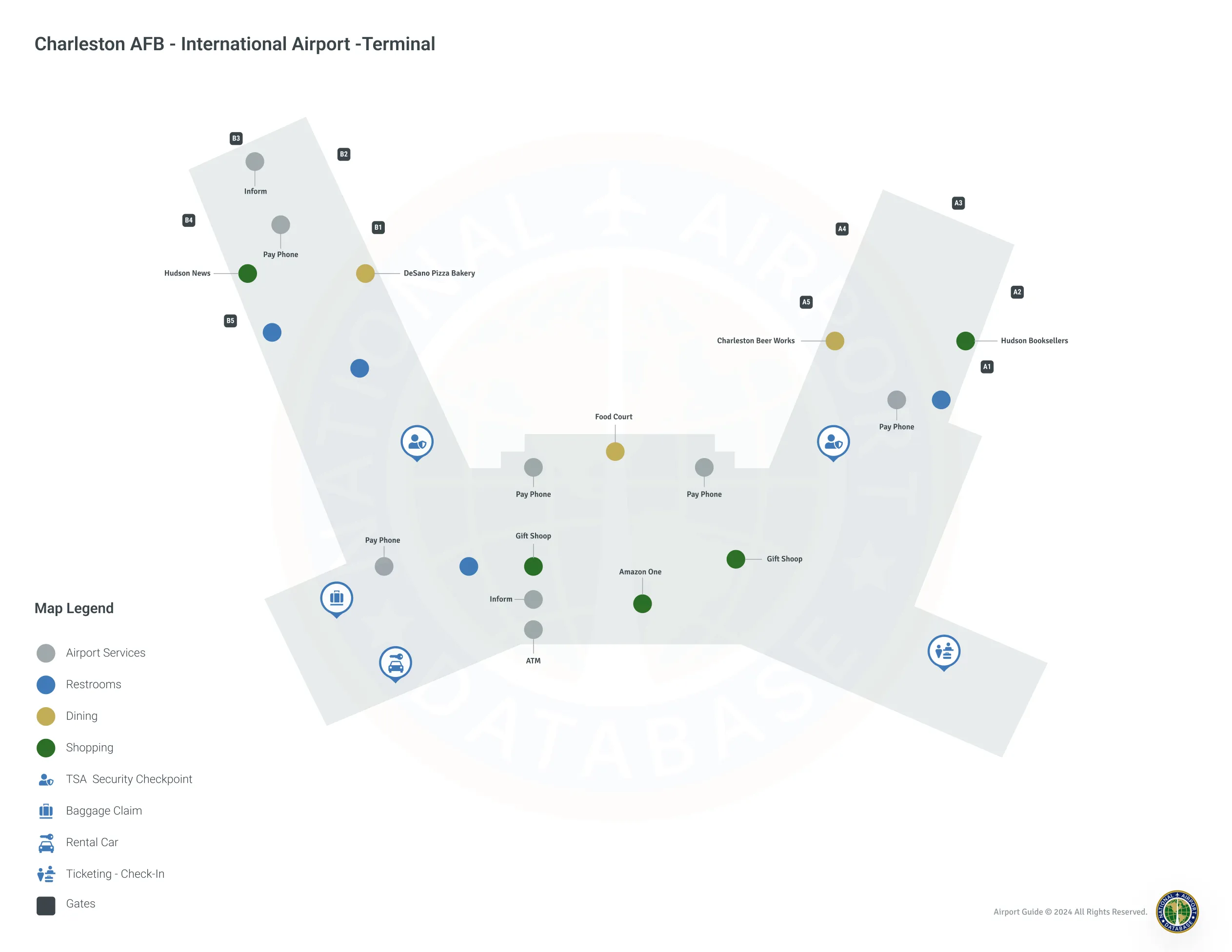 Charleston Airport CHS | Terminal 1/Level 1 Map