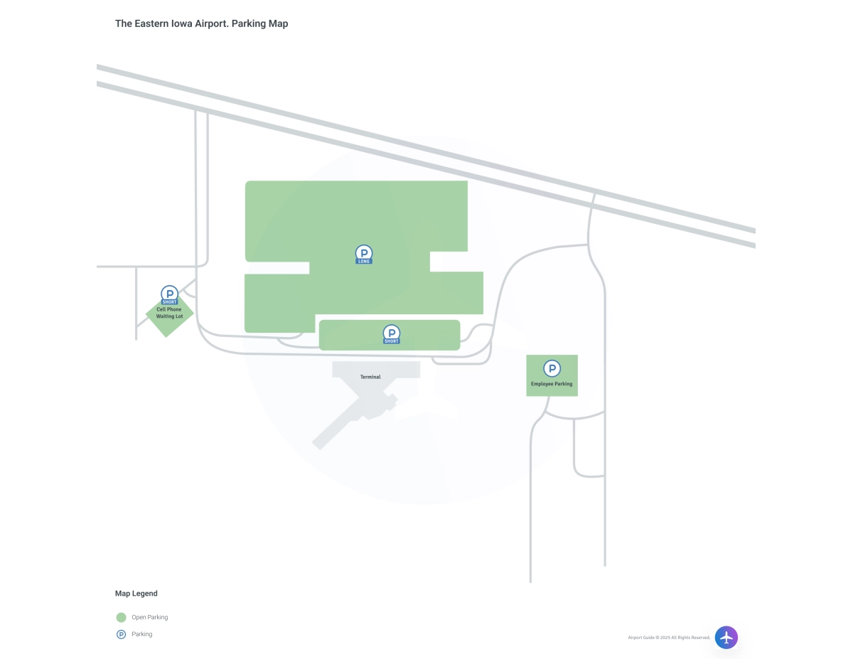 The Eastern Iowa Airport (CID) Parking Map