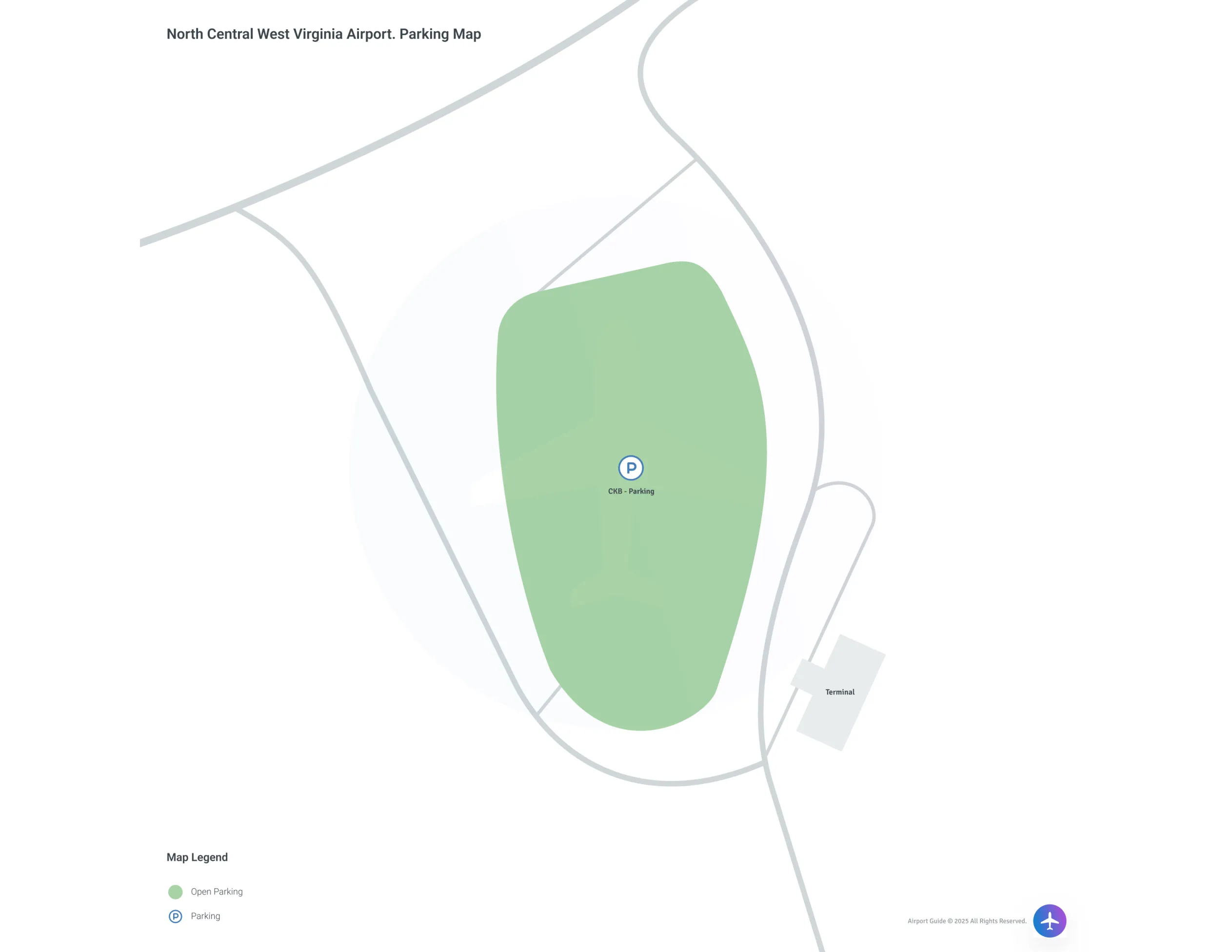 North Central West Virginia Airport (CKB) Parking Map