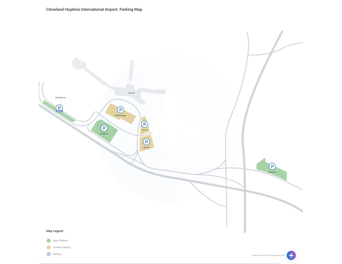 Cleveland Hopkins International Airport (CLE) Parking Map