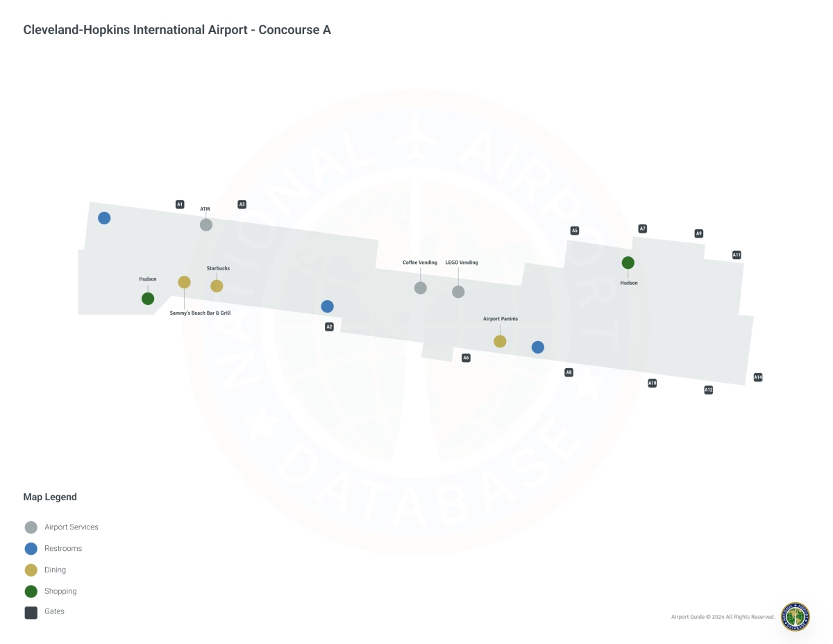 Cleveland Hopkins Airport CLE | Concourse A/Level 1 Map