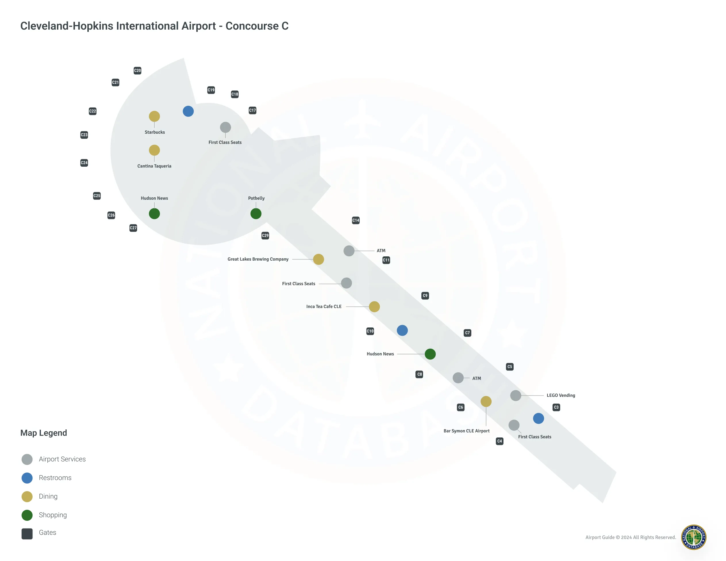 CLE Concourse C Level 1 map