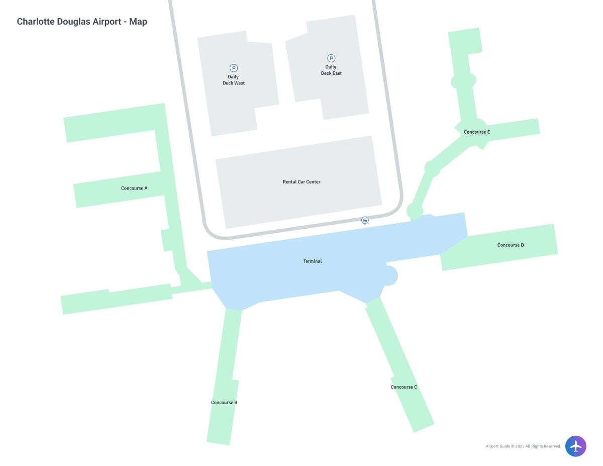 Charlotte Douglas International Airport (CLT) Map