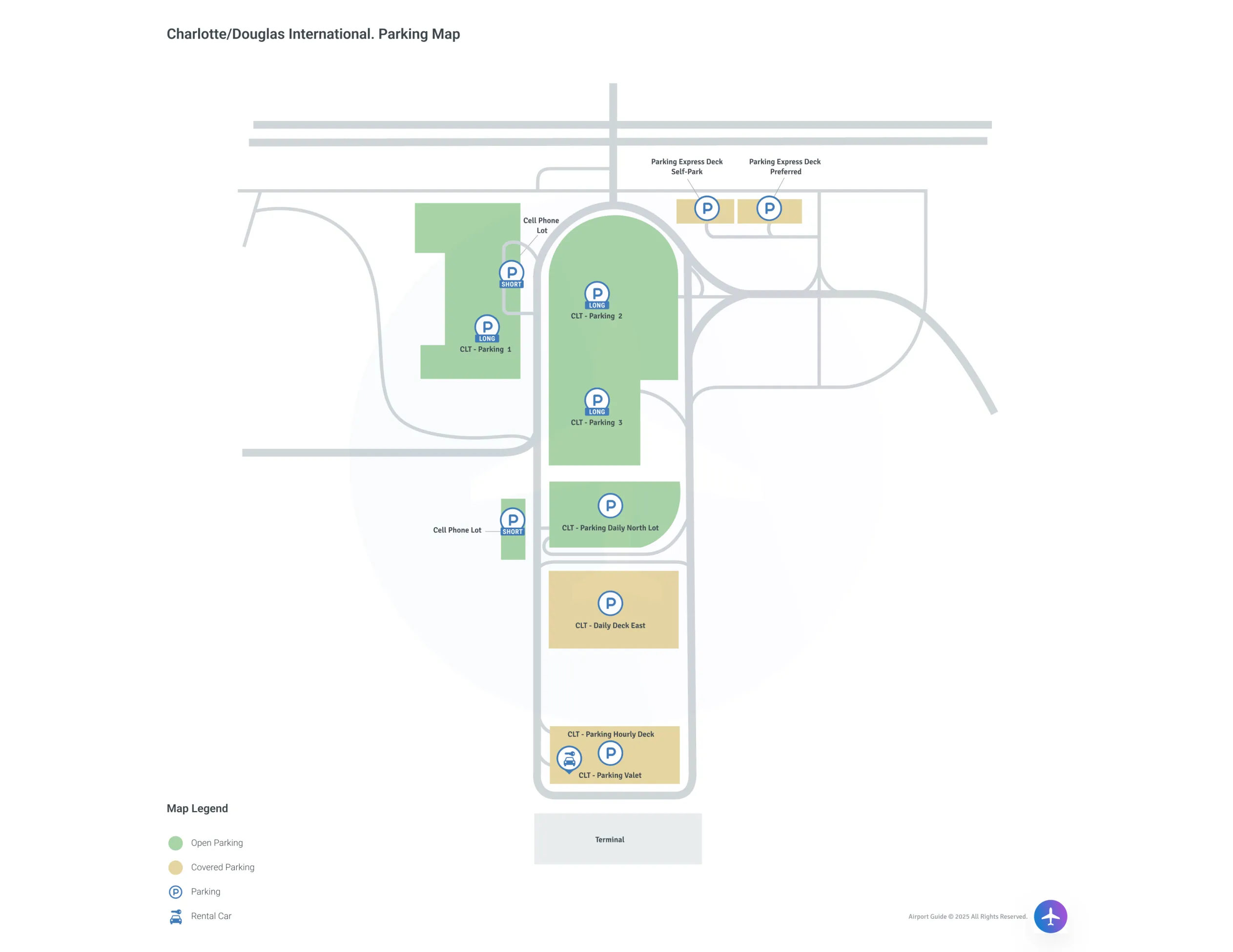 Charlotte Douglas International Airport (CLT) Parking Map