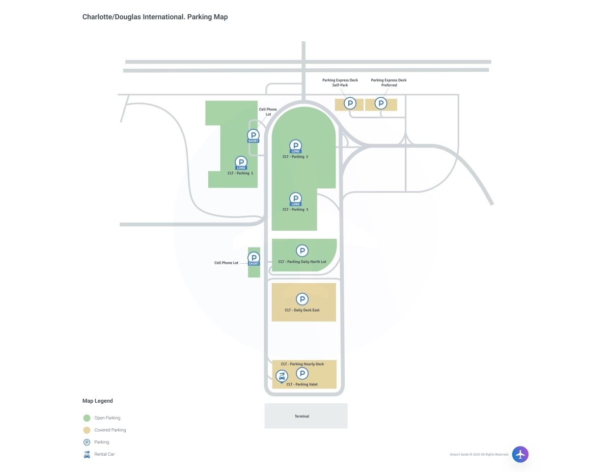 Charlotte Douglas International Airport (CLT) Parking Map