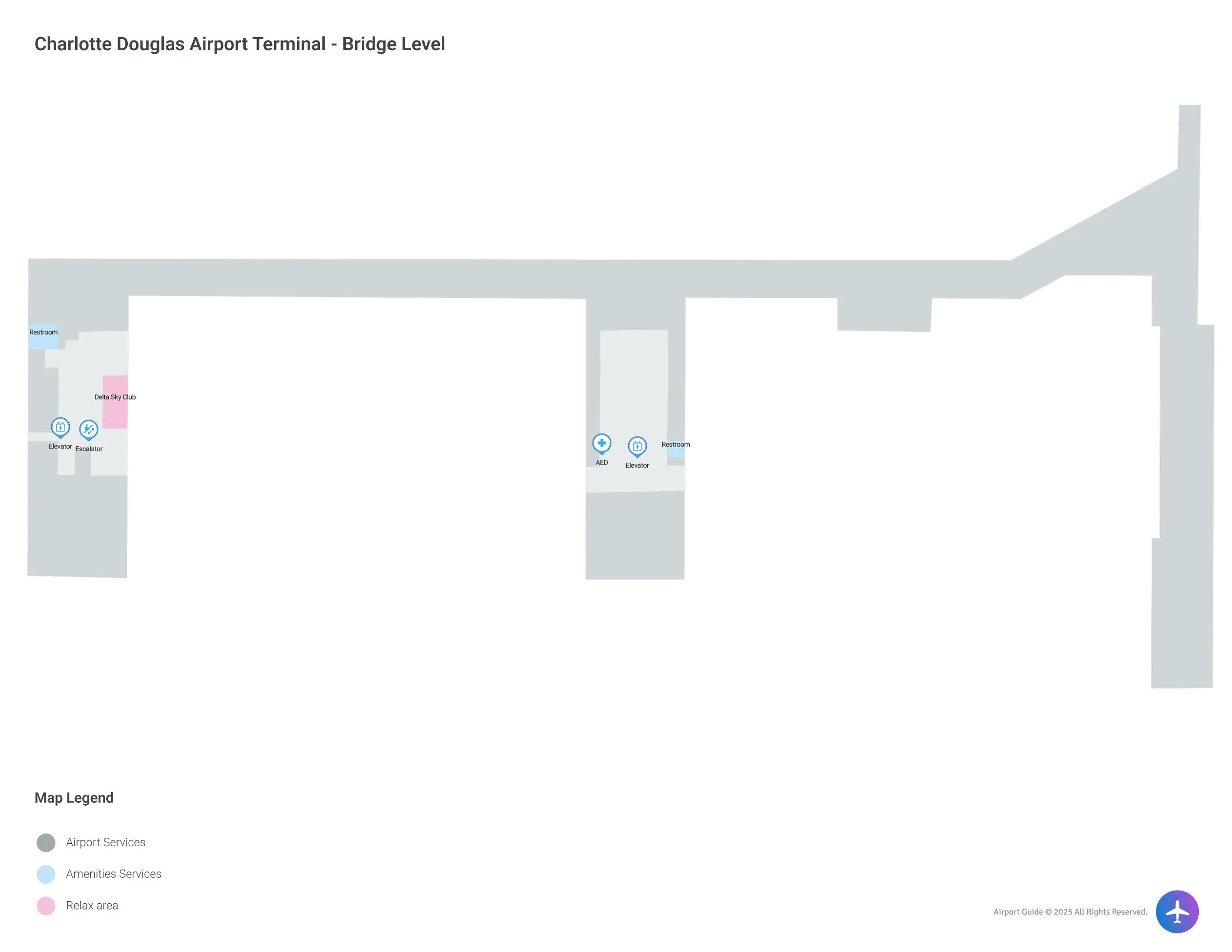 CLT Concourse A Bridge Level map
