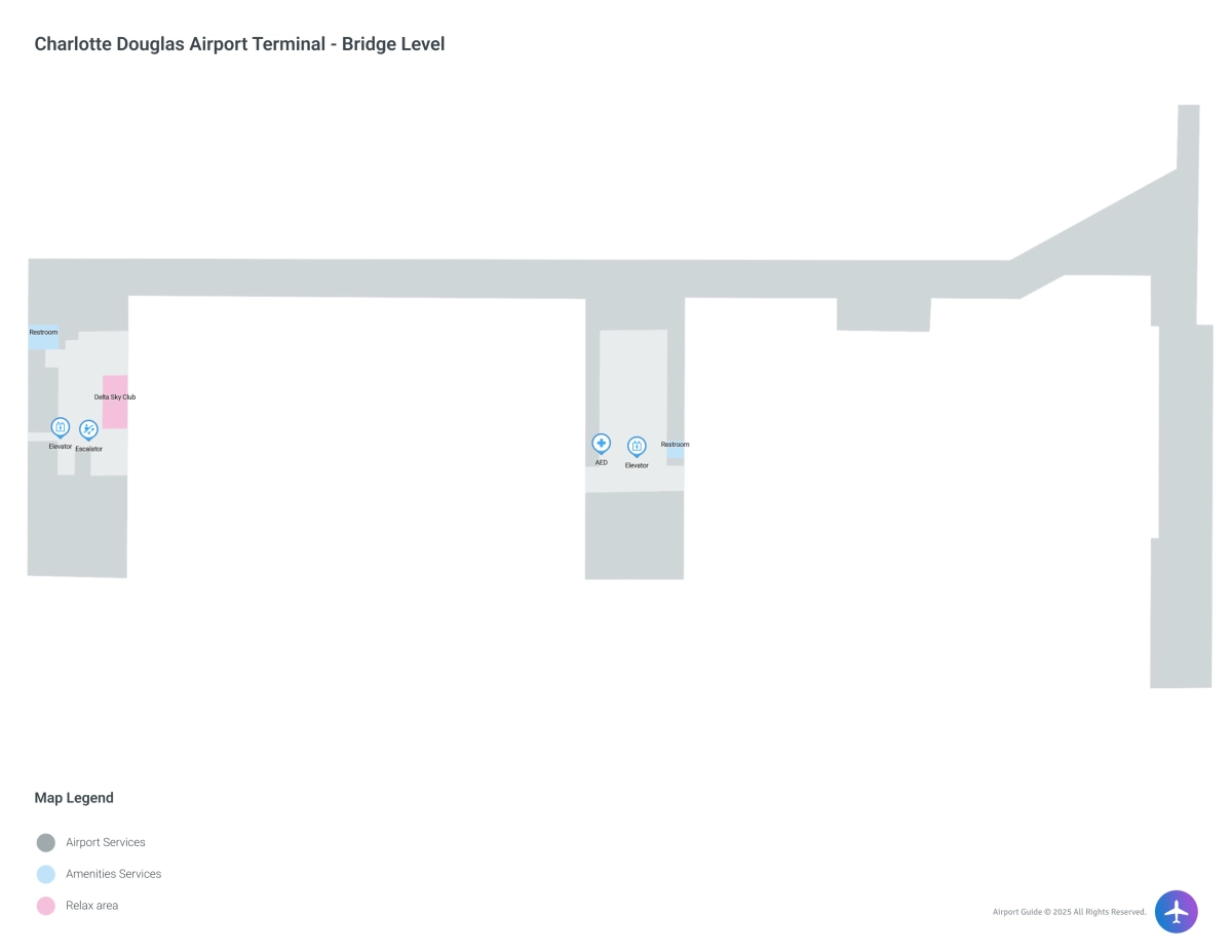 Charlotte Douglas Airport CLT | Concourse A/Bridge Level Map