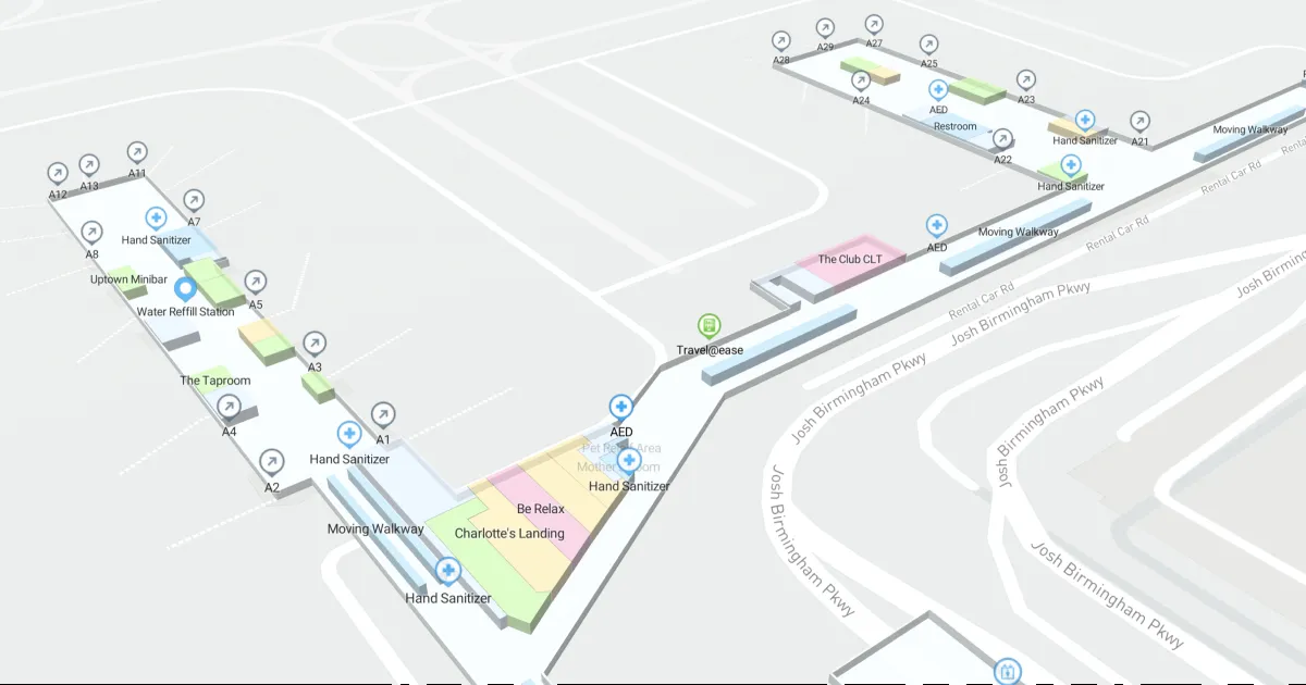 CLT Concourse A Departures Level Interactive map