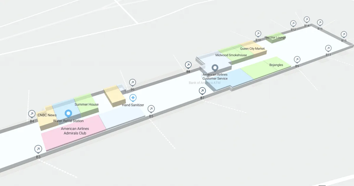 CLT Concourse B Departures Level Interactive map