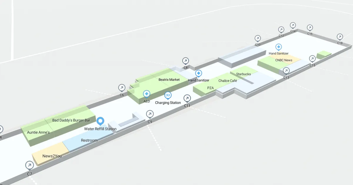 CLT Concourse C Departures Level Interactive map