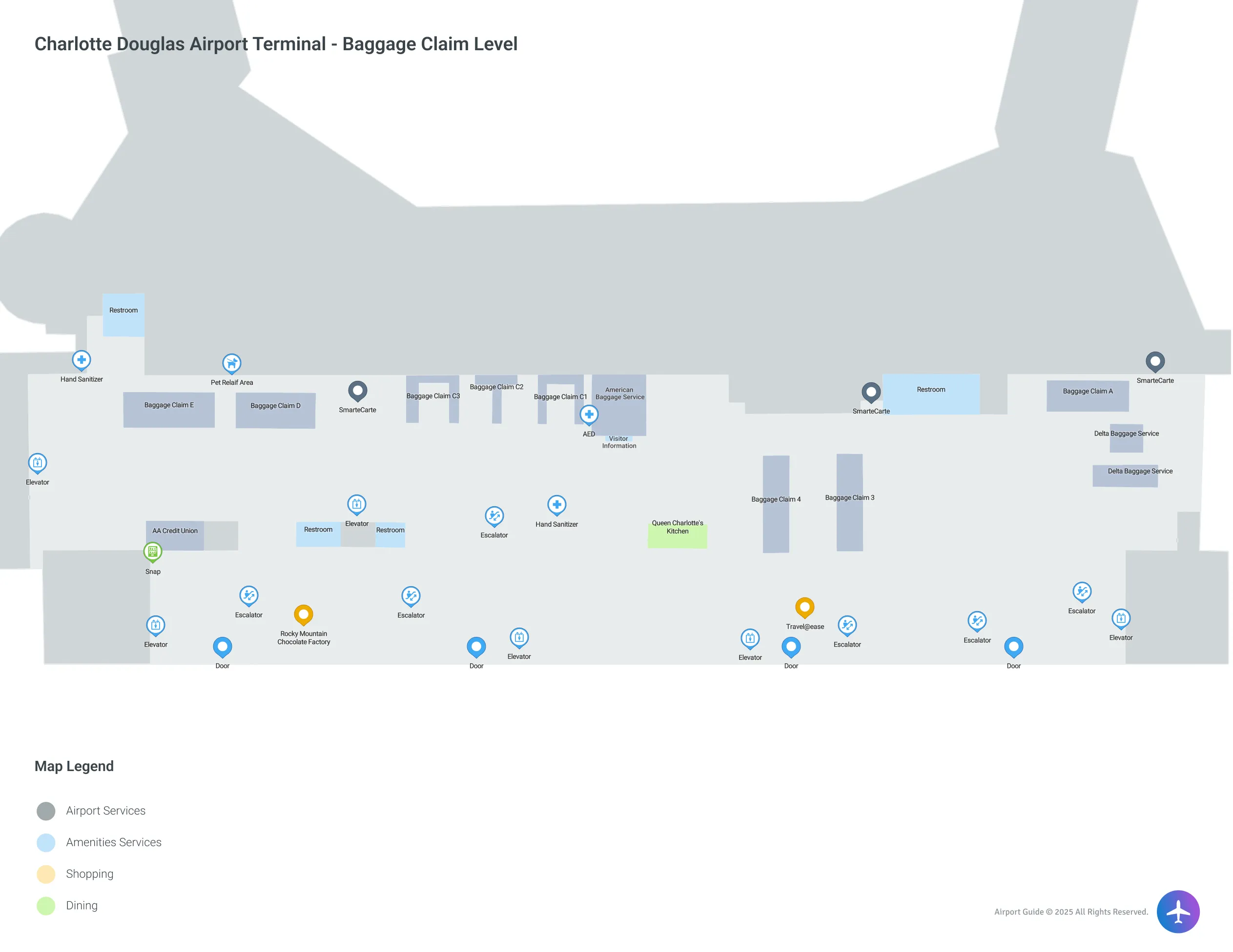 CLT Terminal Baggage Claim Level map