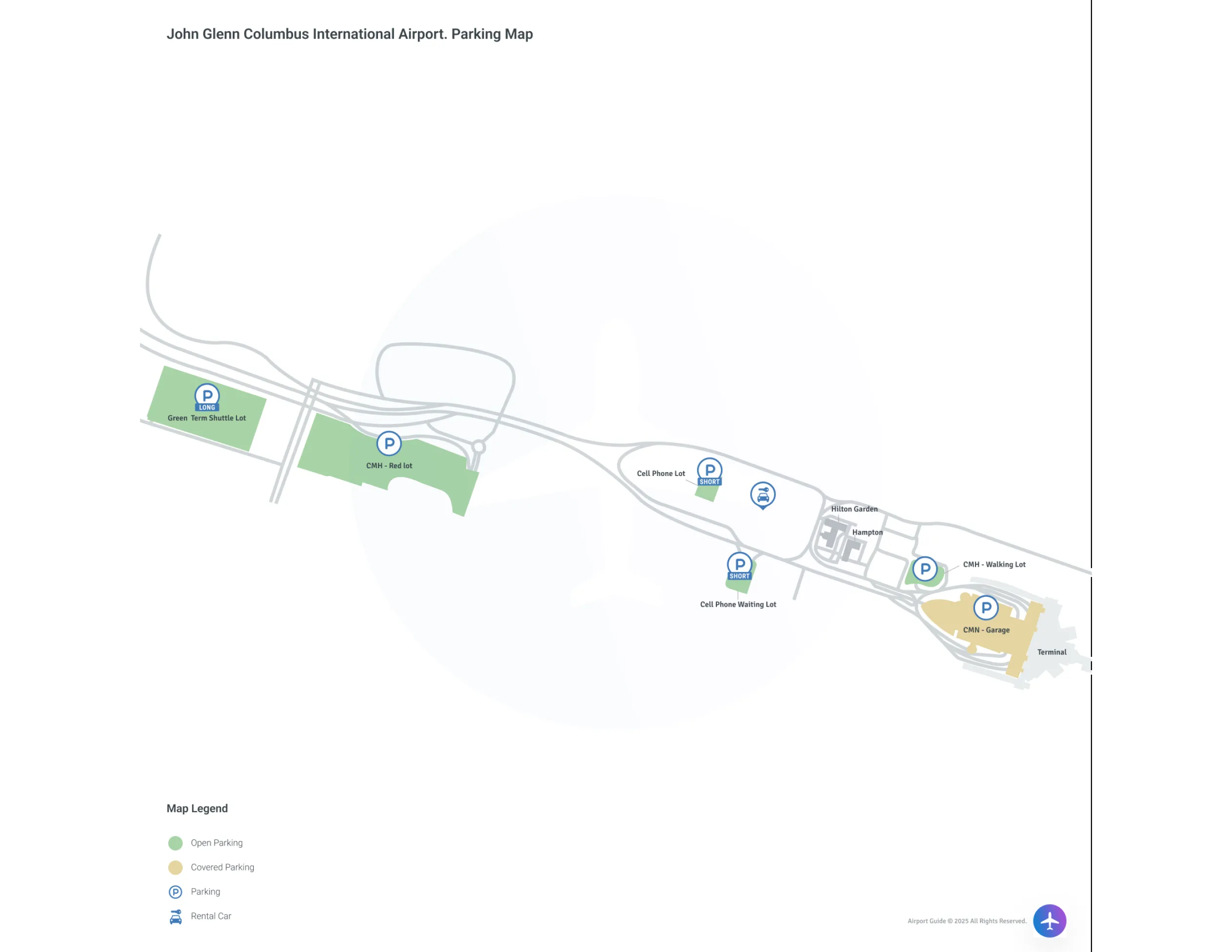 John Glenn Columbus International Airport (CMH) Parking Map