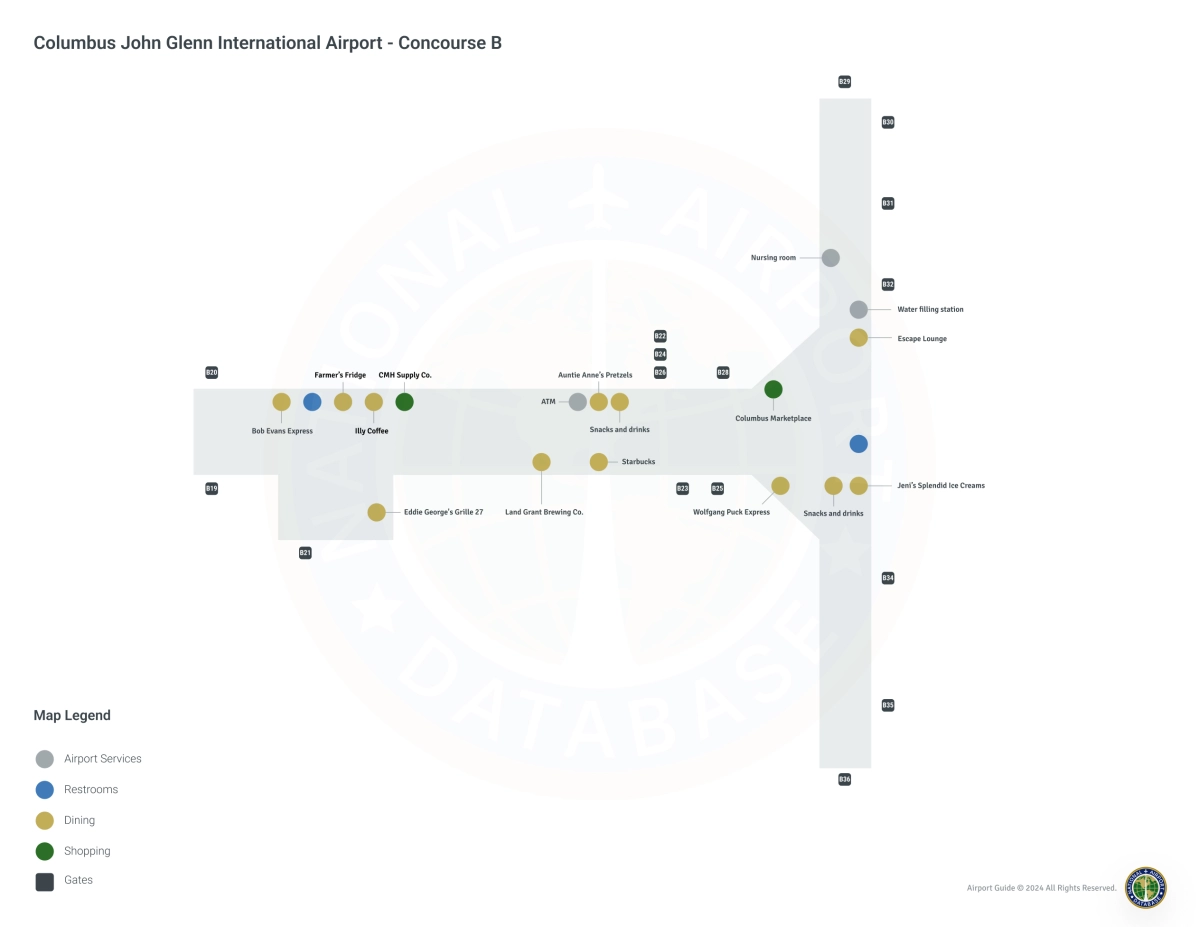 CMH Concourse B / Level 1 Map