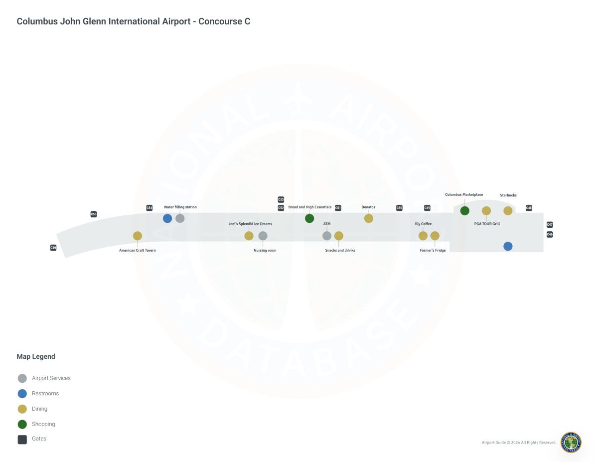 Columbus Airport CMH | Concourse C/Level 1 Map