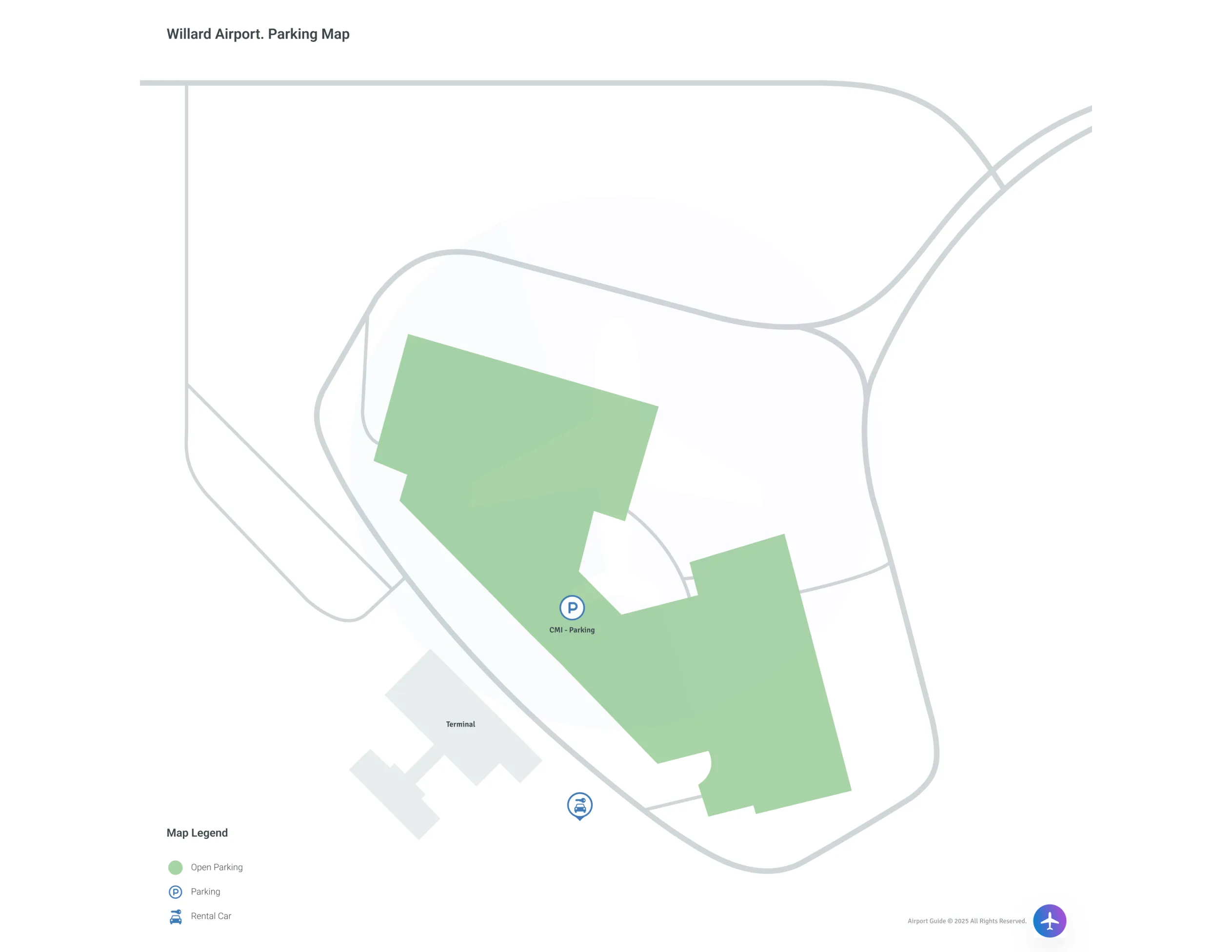 University of Illinois Willard Airport (CMI) Parking Map