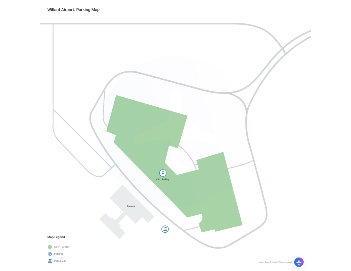 University of Illinois Willard Airport (CMI) Parking Map