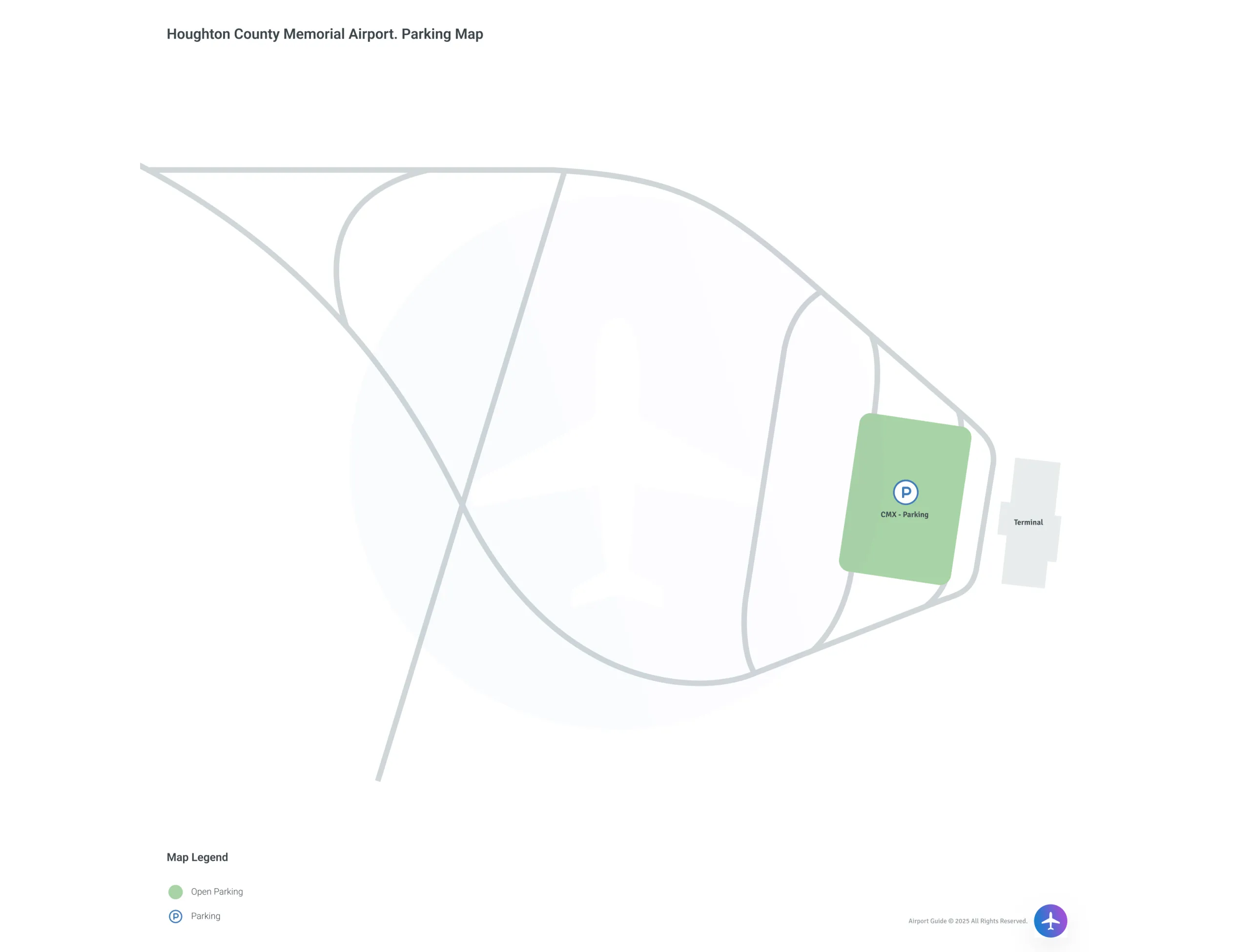 Houghton County Memorial Airport (CMX) Parking Map