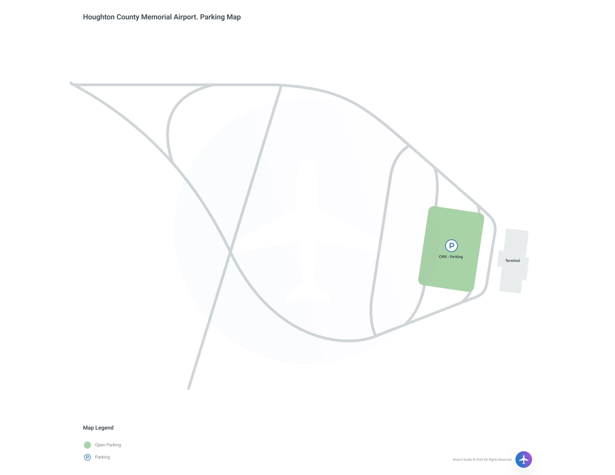 Houghton County Memorial Airport (CMX) Parking Map