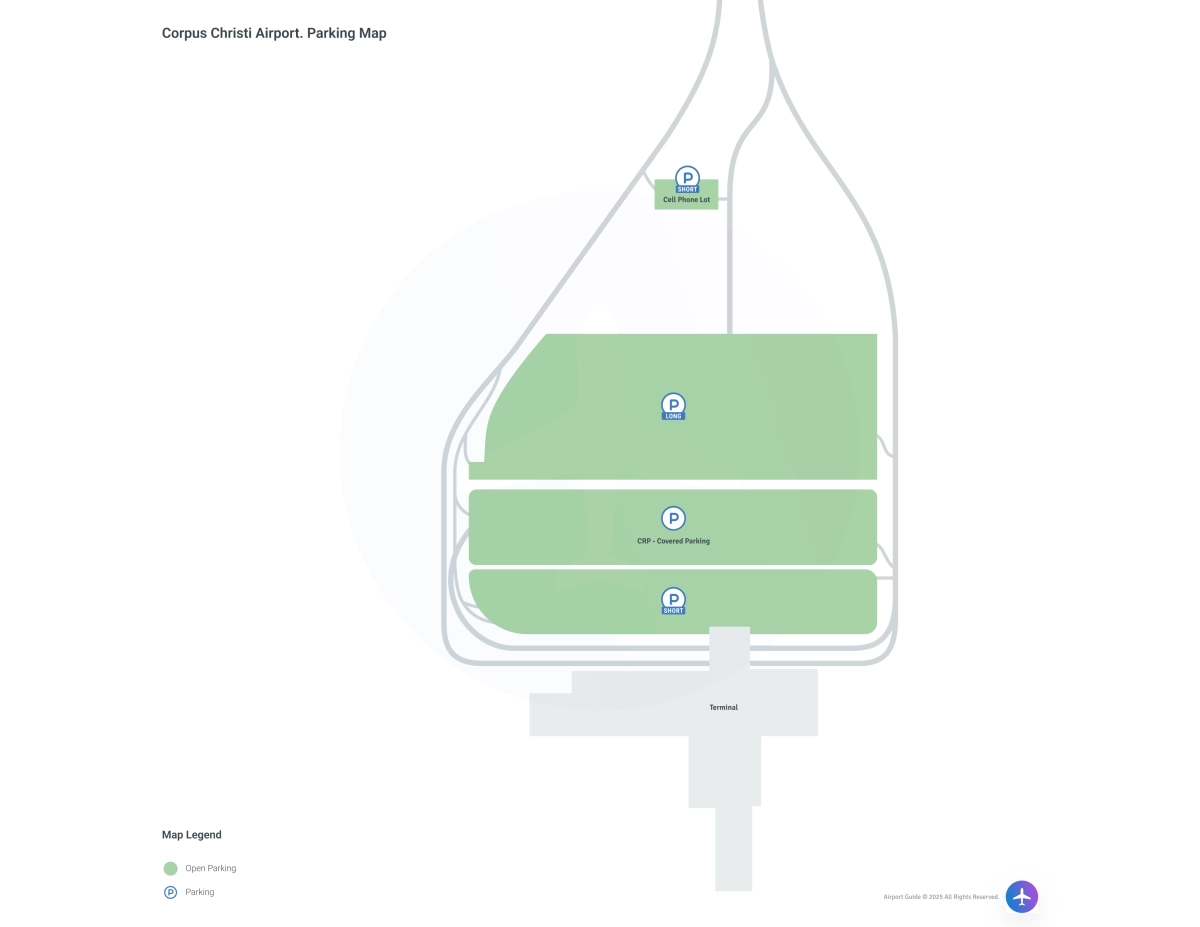 Corpus Christi International Airport (CRP) Parking Map
