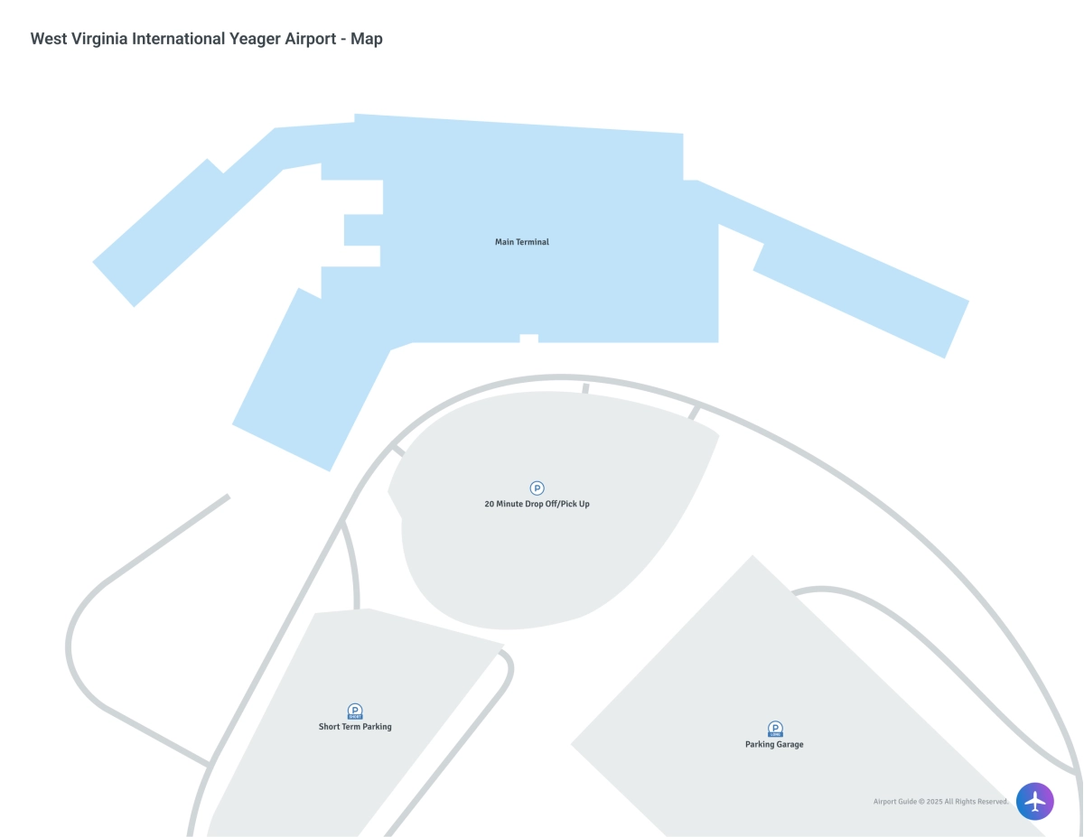 West Virginia International Yeager Airport (CRW) Map