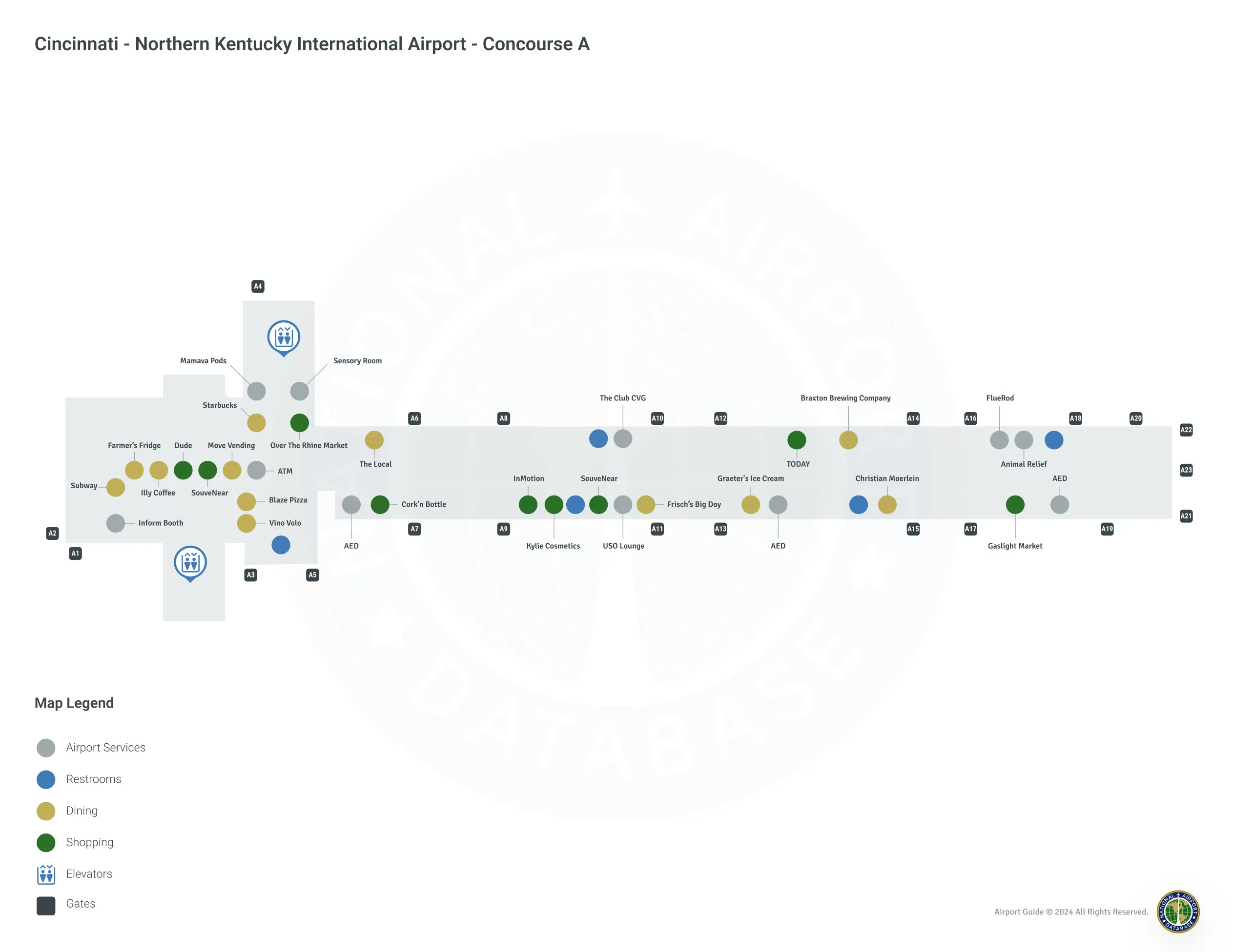 CVG Concourse A Level 1 map