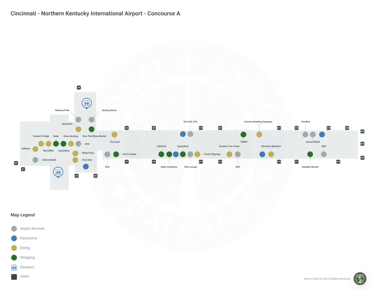 CVG Concourse A / Level 1 Map