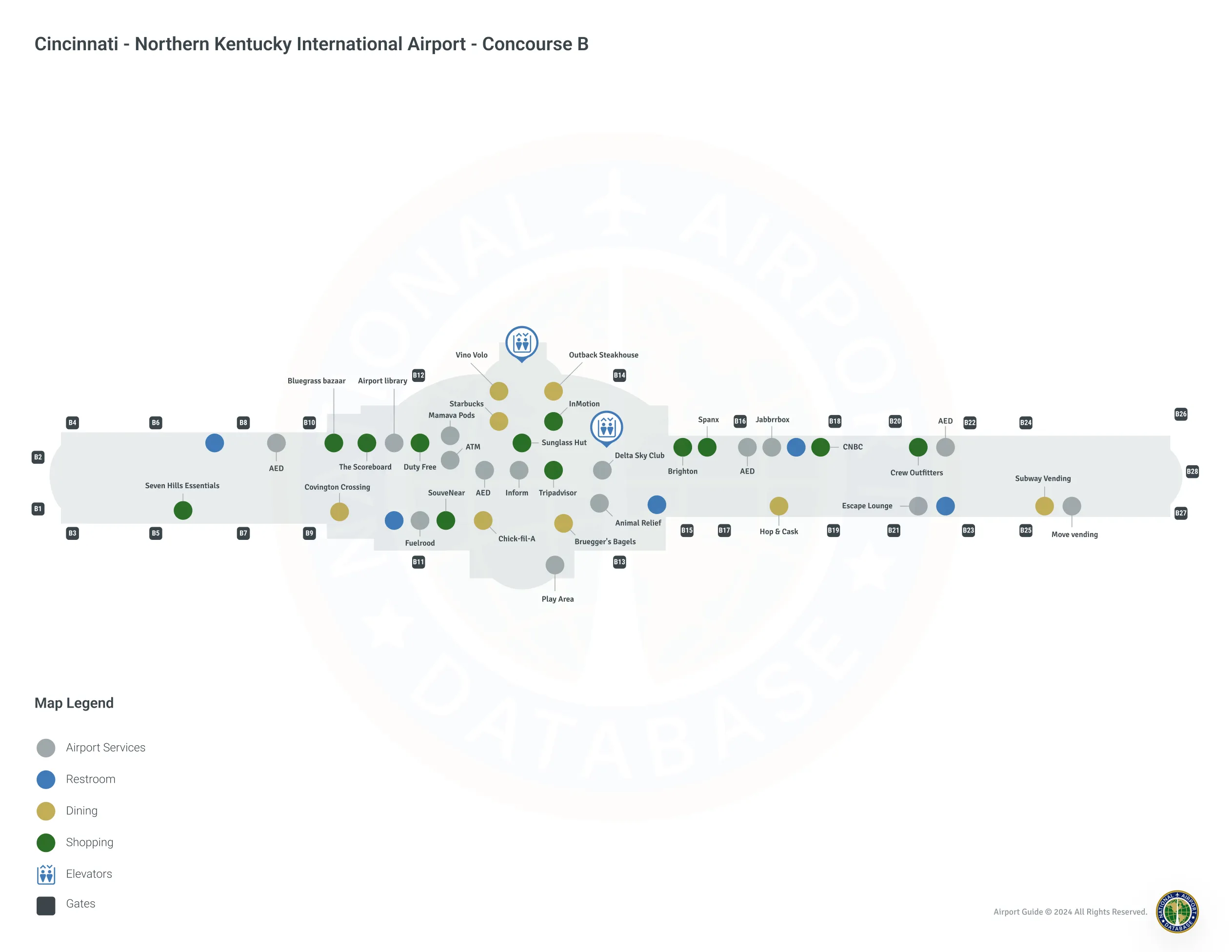CVG Concourse B / Level 1 Map