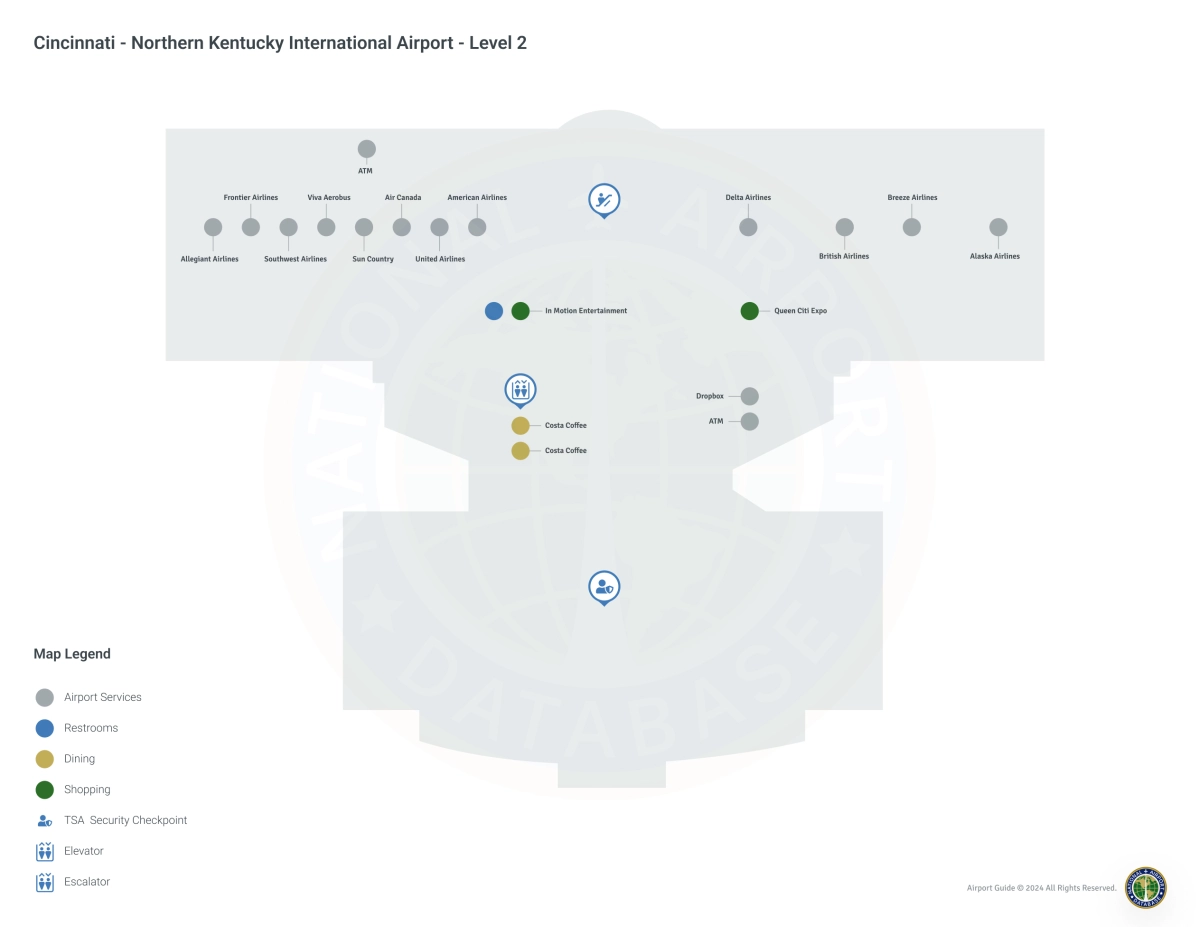 CVG Terminal Level 2 map