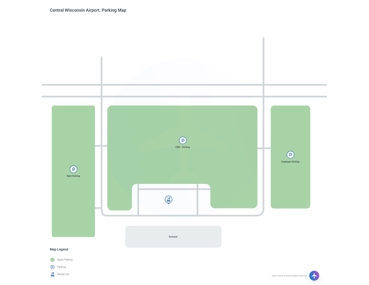 Central Wisconsin Airport (CWA) Parking Map