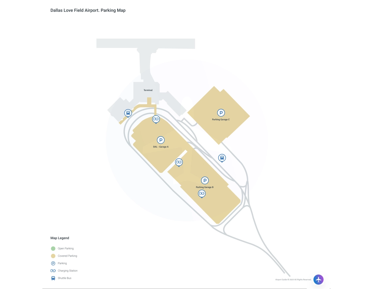 Dallas Love Field (DAL) Parking Map