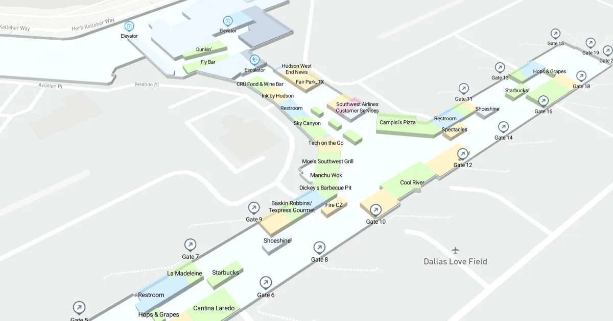 Dallas Love Field Terminal Interactive Map